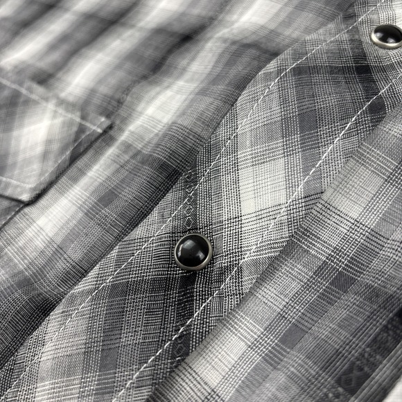 ROPER Mens Long Sleeve Pearl Snap Shirt Large Gray Black Wicking Cowboy Western - Picture 13 of 13